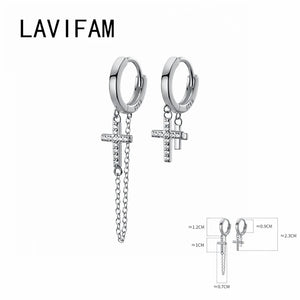Cross Tassel Chain Circle Hoop Earrings Fine Jewelry for Mother