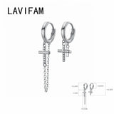 Cross Tassel Chain Circle Hoop Earrings Fine Jewelry for Mother