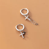 Cross Tassel Chain Circle Hoop Earrings Fine Jewelry for Mother