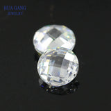 Round Double Checkerboard Cut CZ Stone Loose Synthetic Gems 2.5~14mm