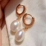 Baroque Pearl Earrings 18k Zircon Studs