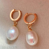 Baroque Pearl Earrings 18k Zircon Studs