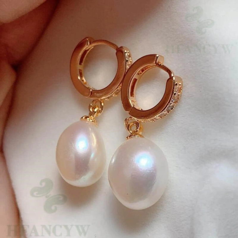Baroque Pearl Earrings 18k Zircon Studs