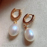 Baroque Pearl Earrings 18k Zircon Studs