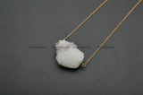 Druzy Quartz Oval Stone Pendant Necklace
