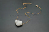 Druzy Quartz Oval Stone Pendant Necklace