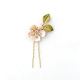Enamel Flower Hair Comb Green Leaves Hair Pin Bridal Hair Comb