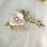 Enamel Flowers Bridal Hair Comb Opal Crystal Wedding Hair Accessories