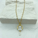 Enameled Cat Pendant Stainless Steel Necklace for Women