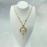 Enameled Cat Pendant Stainless Steel Necklace for Women