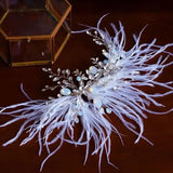 Crystal Feather Headband Tiara for Bride