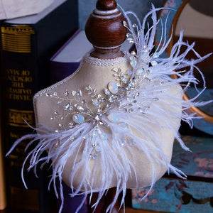 Crystal Feather Headband Tiara for Bride