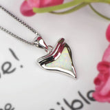 Fire Opal Shark Teeth Pendant Necklace Women Girls Drop