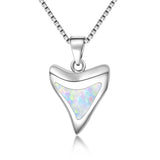 Fire Opal Shark Teeth Pendant Necklace Women Girls Drop