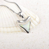 Fire Opal Shark Teeth Pendant Necklace Women Girls Drop