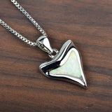 Fire Opal Shark Teeth Pendant Necklace Women Girls Drop
