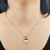 Fire Opal Shark Teeth Pendant Necklace Women Girls Drop