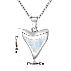 Fire Opal Shark Teeth Pendant Necklace Women Girls Drop