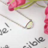 Fire Opal Triangle Pendant Necklace for Women Girls