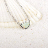 Fire Opal Triangle Pendant Necklace for Women Girls
