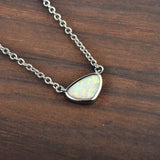 Fire Opal Triangle Pendant Necklace for Women Girls