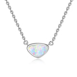 Fire Opal Triangle Pendant Necklace for Women Girls
