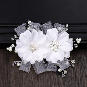 Flower Pearl Rhinestone Hair Clips for Bride Wedding