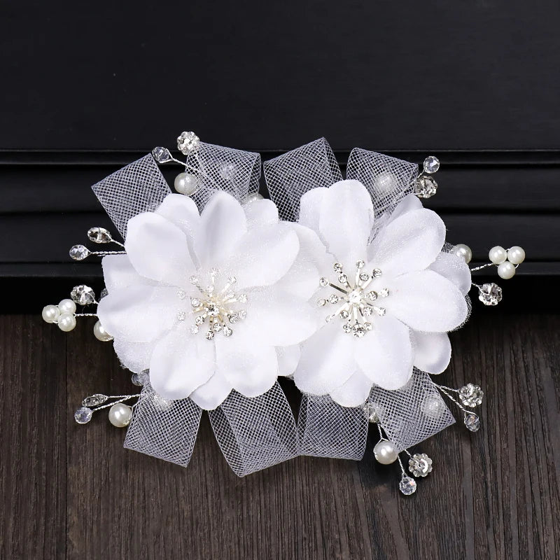 Flower Pearl Rhinestone Hair Clips for Bride Wedding
