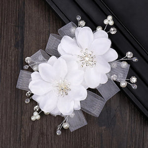 Flower Pearl Rhinestone Hair Clips for Bride Wedding