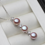 Freshwater Pearl Necklace 925 Silver Chain Pendant