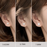 Freshwater Pearl Stud Earrings 925 Silver Screw Back
