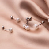 Freshwater Pearl Stud Earrings 925 Silver Screw Back