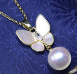 Fritillaria Butterfly Pendant Freshwater Pearl Collar Chain