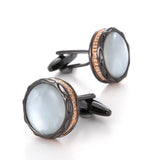 Vintage Fritillaria Metal Cufflinks French Dress Round Cuff Accessories
