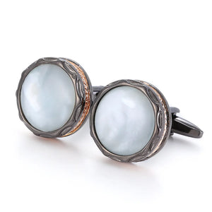 Vintage Fritillaria Metal Cufflinks French Dress Round Cuff Accessories