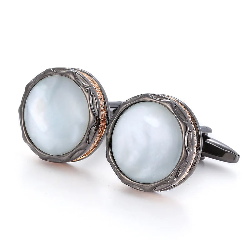 Vintage Fritillaria Metal Cufflinks French Dress Round Cuff Accessories