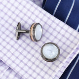 Vintage Fritillaria Metal Cufflinks French Dress Round Cuff Accessories
