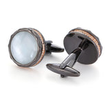 Vintage Fritillaria Metal Cufflinks French Dress Round Cuff Accessories