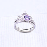 Purple CZ Crystal Crown Shaped Wedding Bands Jewelry
