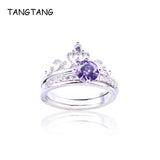 Purple CZ Crystal Crown Shaped Wedding Bands Jewelry