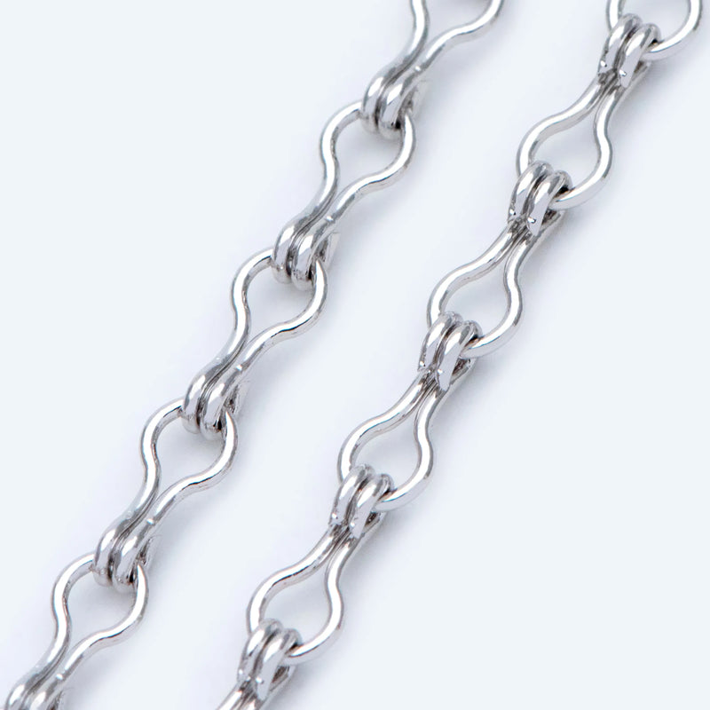 Link Chains 3.5mm Rhodium Plated Brass Silver Specialty Chain 1 Meter