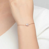 Rose Quartz Cat Paw Bracelet 925 Sterling Silver Pink Crystal