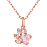 Rose Quartz Cat Paw Bracelet 925 Sterling Silver Pink Crystal