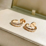 Silver Snake Bone Diamond Earrings for Women's High Jewelry Gift