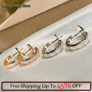 Silver Snake Bone Diamond Earrings for Women's High Jewelry Gift
