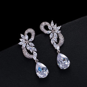 Long Clear CZ Earrings No Pierced Ear Clips