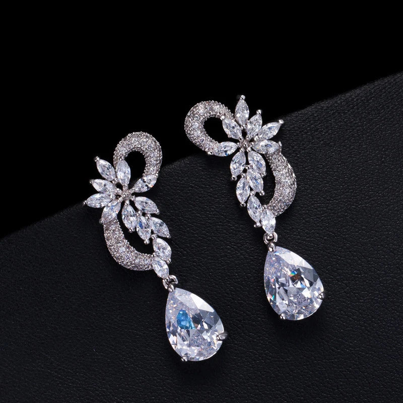 Long Clear CZ Earrings No Pierced Ear Clips
