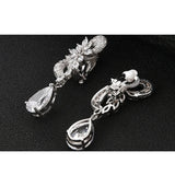 Long Clear CZ Earrings No Pierced Ear Clips