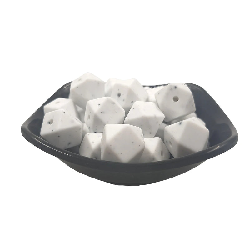 14mm Granite Hexagon Silicone Bead for Keychain DIY Craft