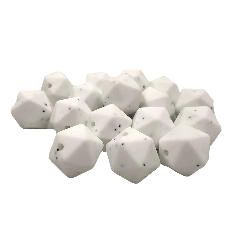 Granite Icosahedron Silicone Bead for DIY Keychains Bracelets
